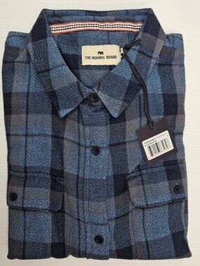 The Normal Mountain Plaid Size XL Over Shirt Blue on Blue Cotton Long Sleeve NWT